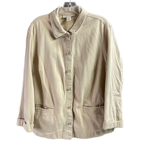 JONES NEW YORK SPORT Ladies Tencel Cotton Denim Tan Button Up Jacket Size 1X - Picture 1 of 9